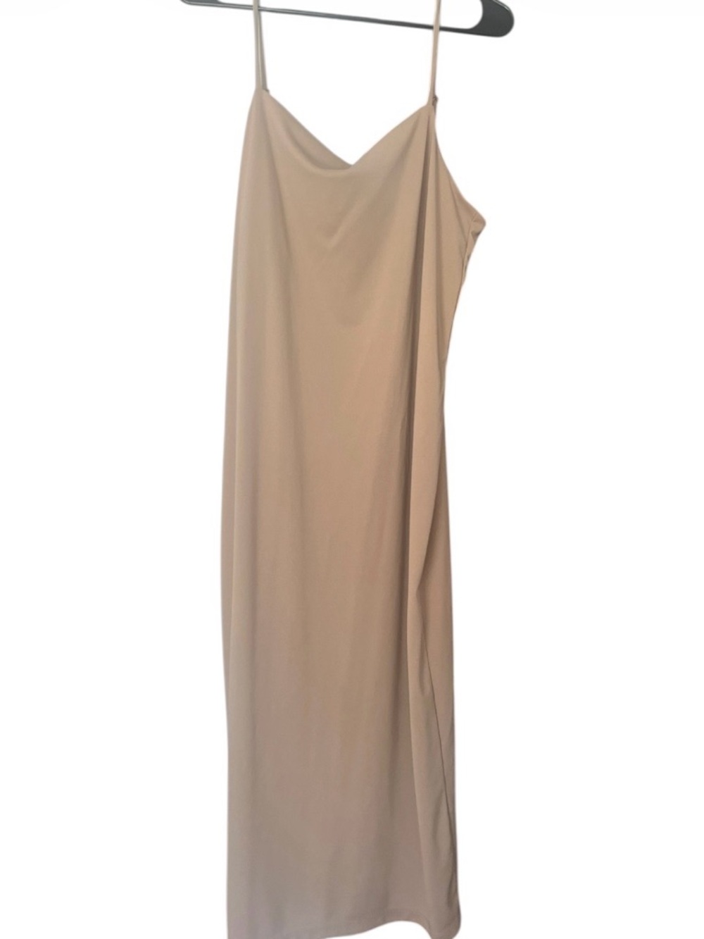 H&M Beige Slip Midi Dress with Cowl Neck